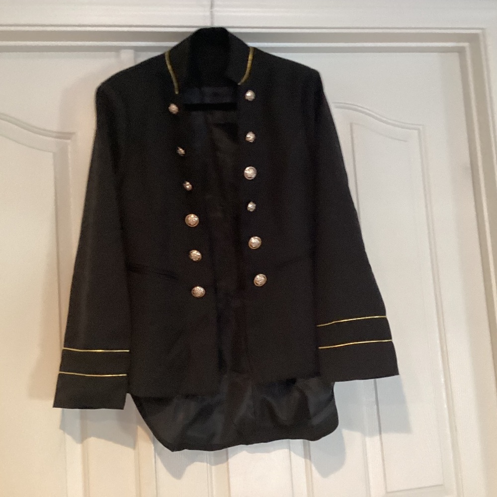 Jin Ping Women Military Design Button Jacket, Size Large,Color Black,Gold NWT